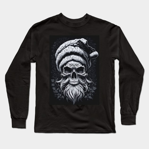 Santa black and white head Long Sleeve T-Shirt by NekerArt